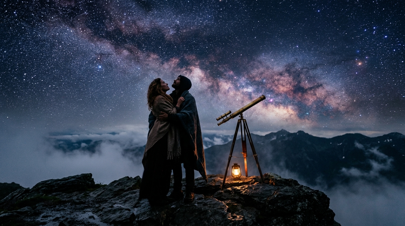 The Observatory's Secret: a starlit rendezvous in the mountain mist