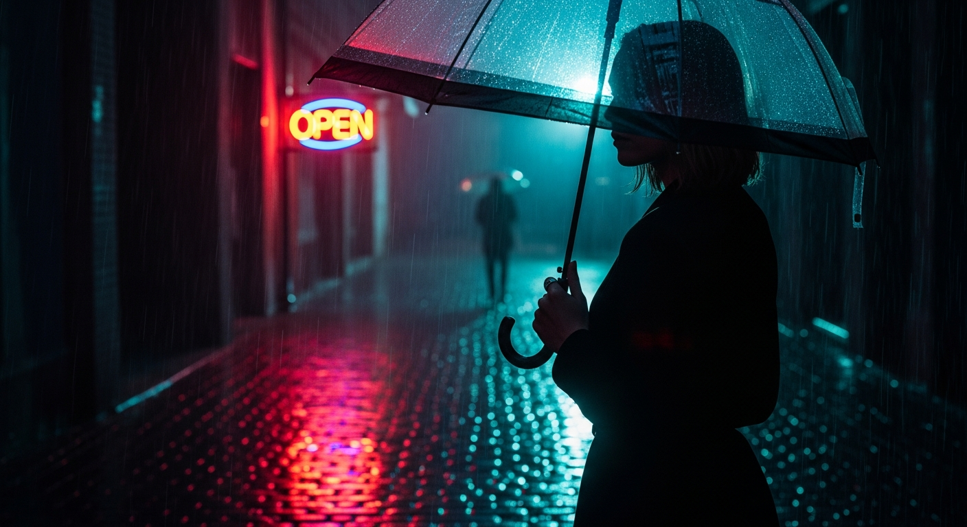 The Red-Light District's Whisper: rain-slicked streets, a stranger's invitation